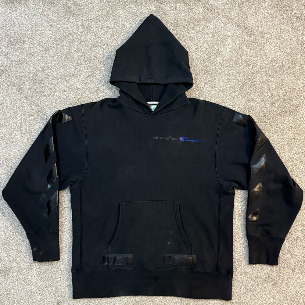 Off White X Champion Hoodie - Black - XL